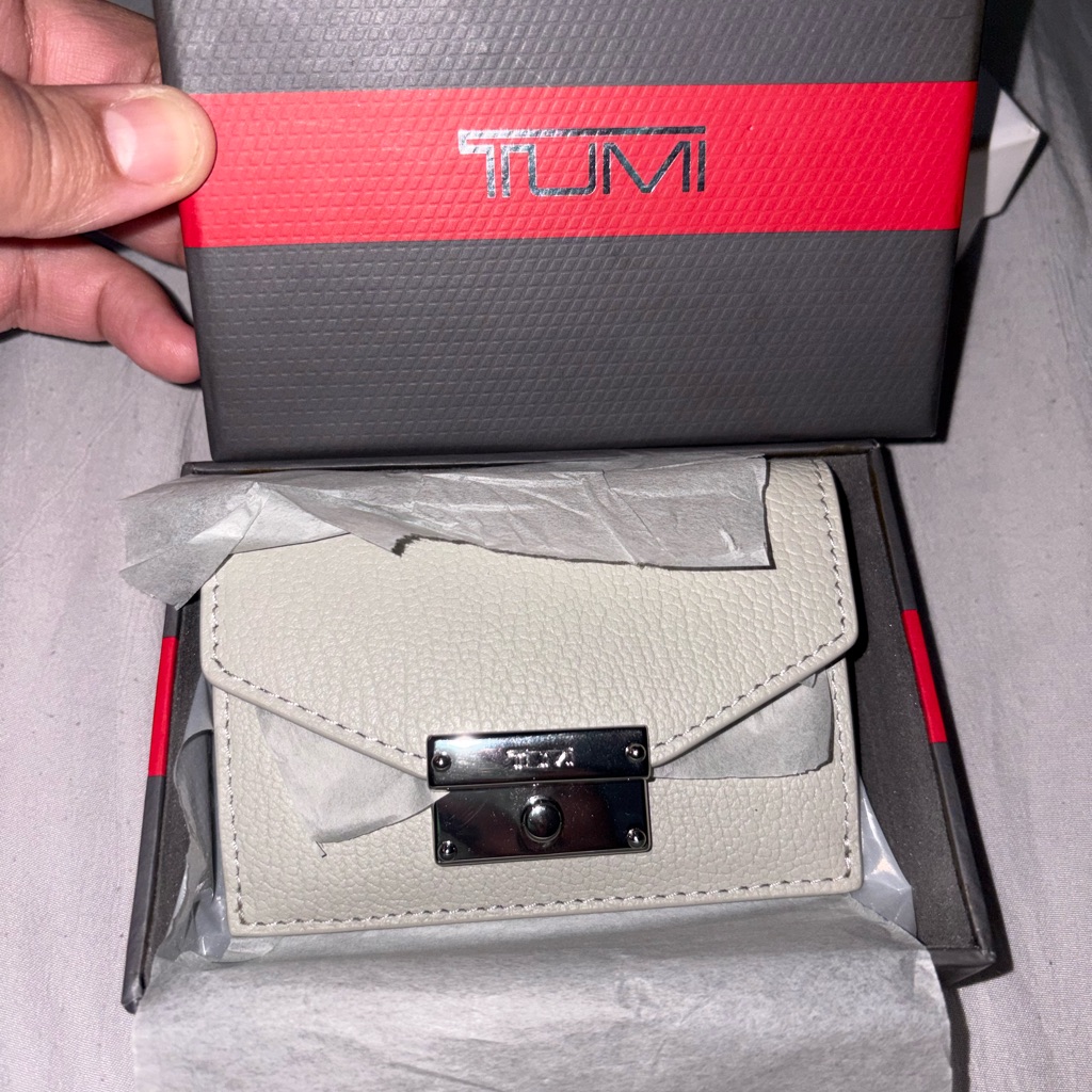 Tumi Cream Leather Card Wallet